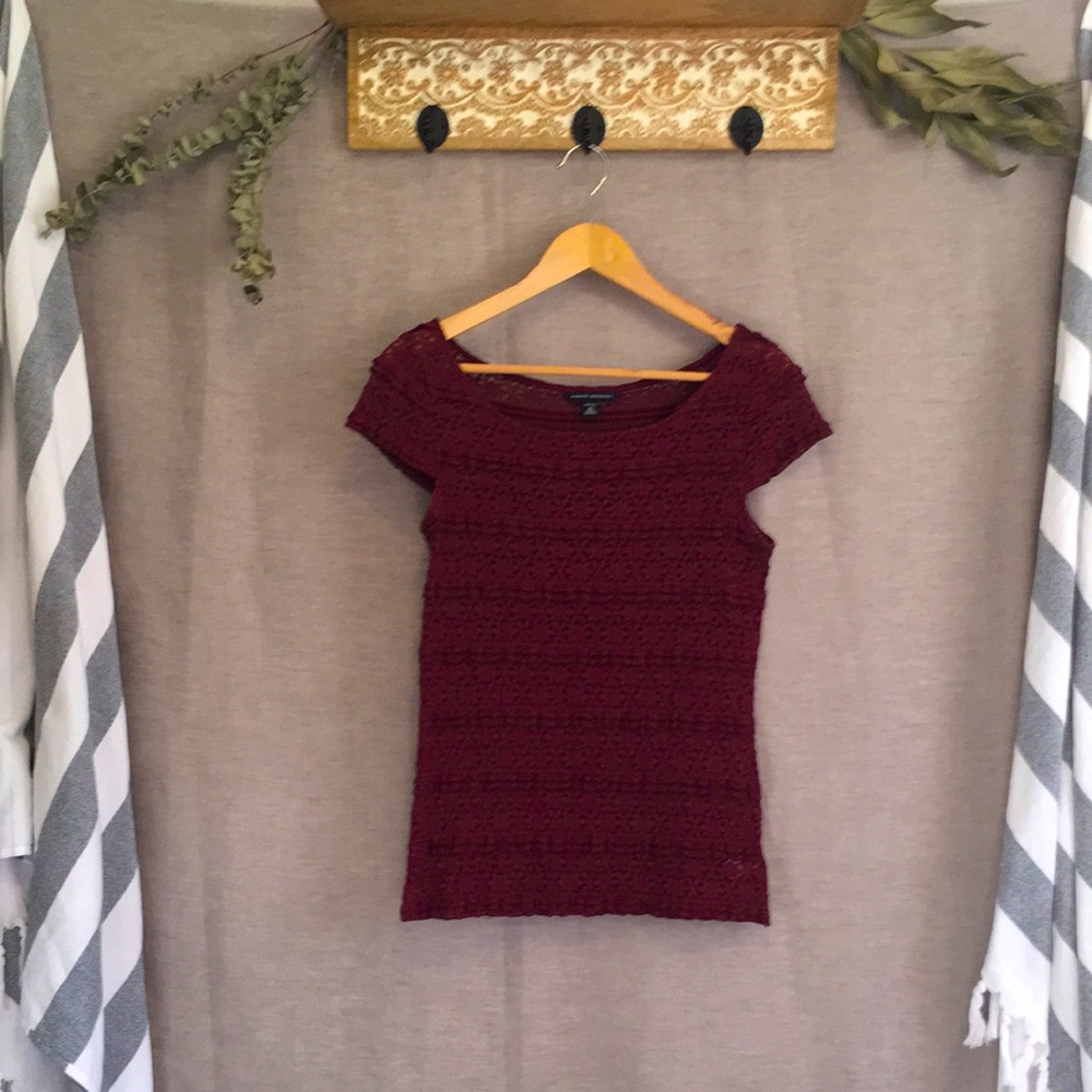 Banana Republic Stretch Lace Semi-Sheer Cap Sleeve Top, size XS